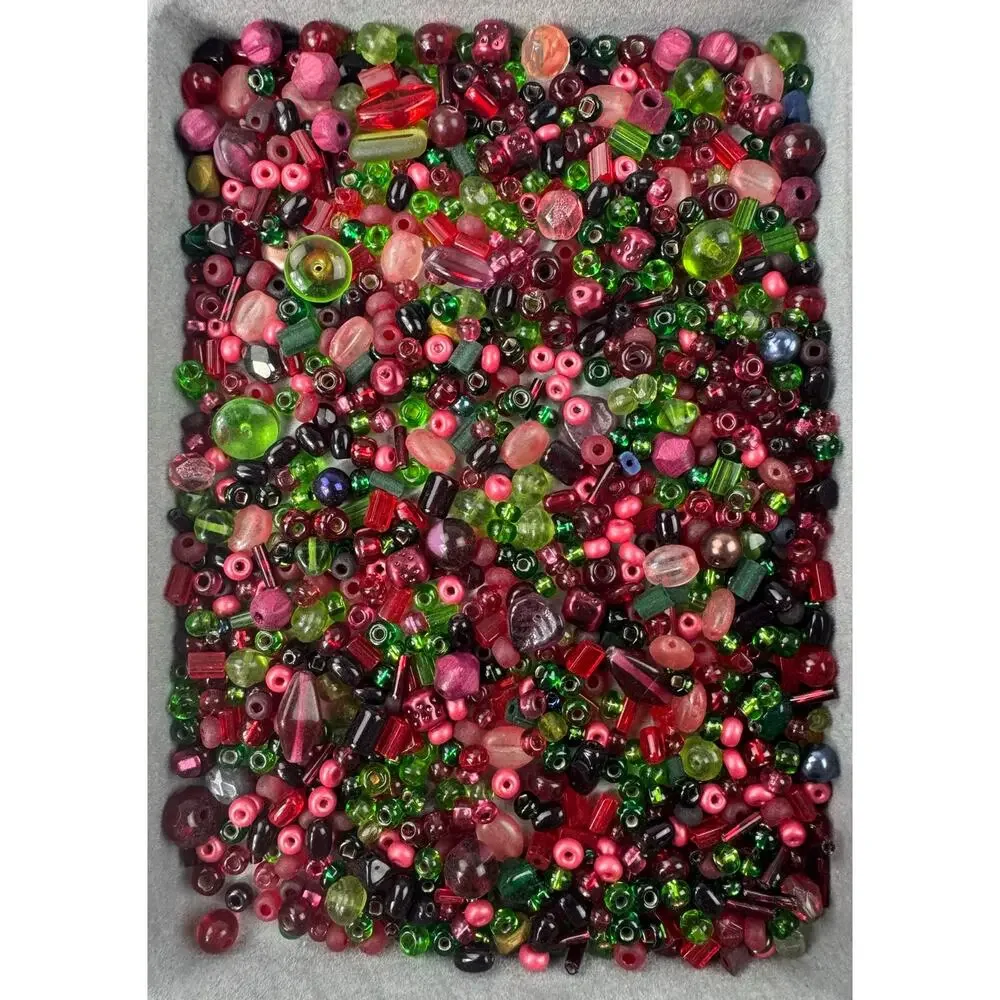 Assorted Red Acrylic, Wood and Glass Beads Variety of Shades Shapes and Sizes
